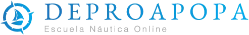Logotipo horizontal, a todo color, de la escuela náutica online DEPROAPOPA